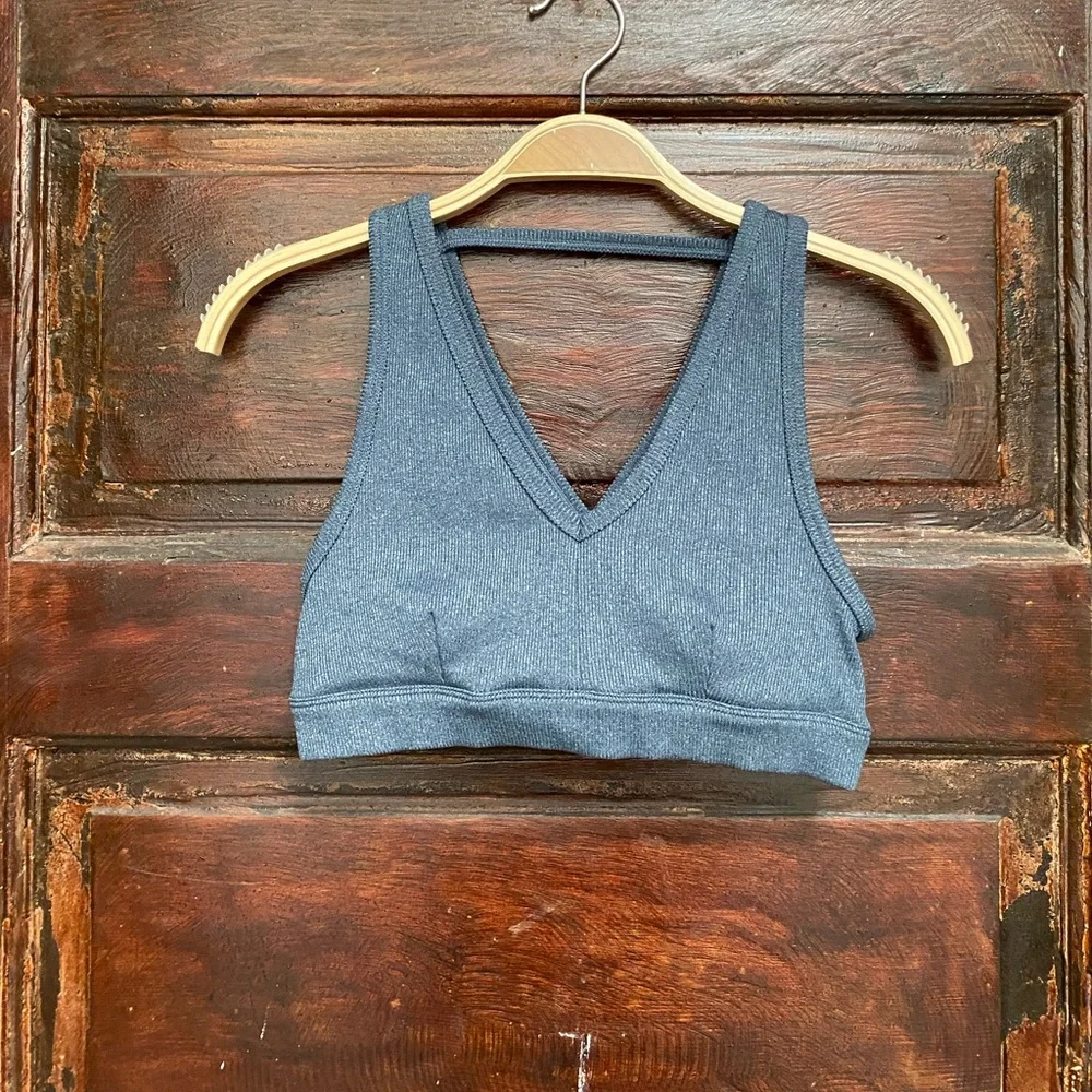 ALO Yoga Blue Cross-Back Sports Bra